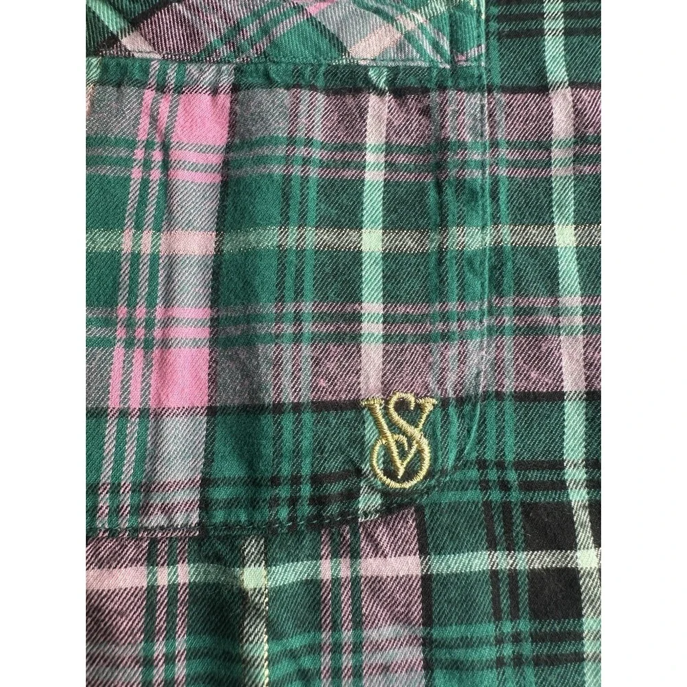Victoria's Secret Green & Pink Plaid Pajama Set Size XL LONG Women's